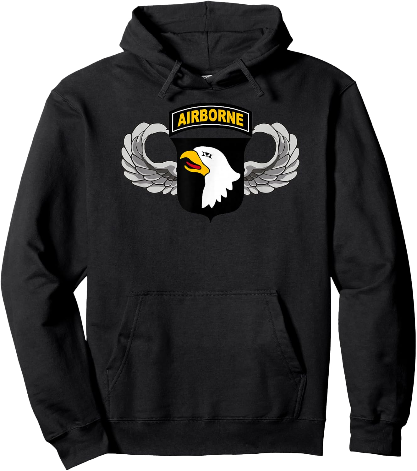 101st Airborne Division - Parachutist Wings & Patch - Center Hoodie - Hoodie | Black
