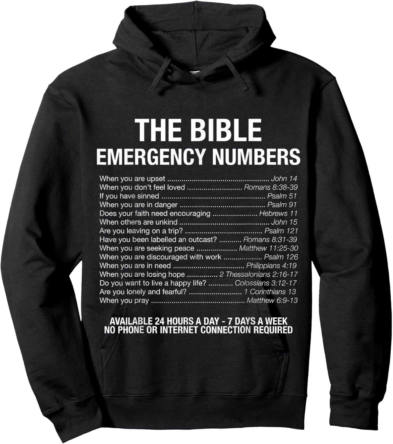 The Bible Emergency Numbers Hoodie - Hoodie | Black