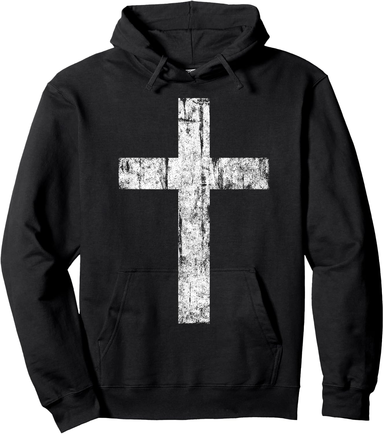 Cross Distressed Style Inspirational Christian Faith Hoodie - Hoodie | Black