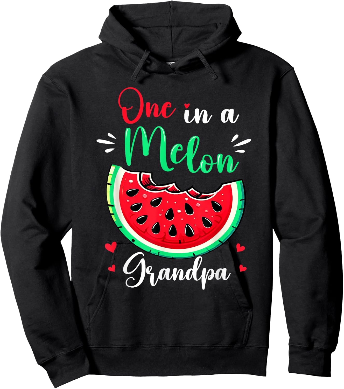 One in a Melon Grandpa Birthday Party Matching Family Funny Hoodie - Hoodie | Black