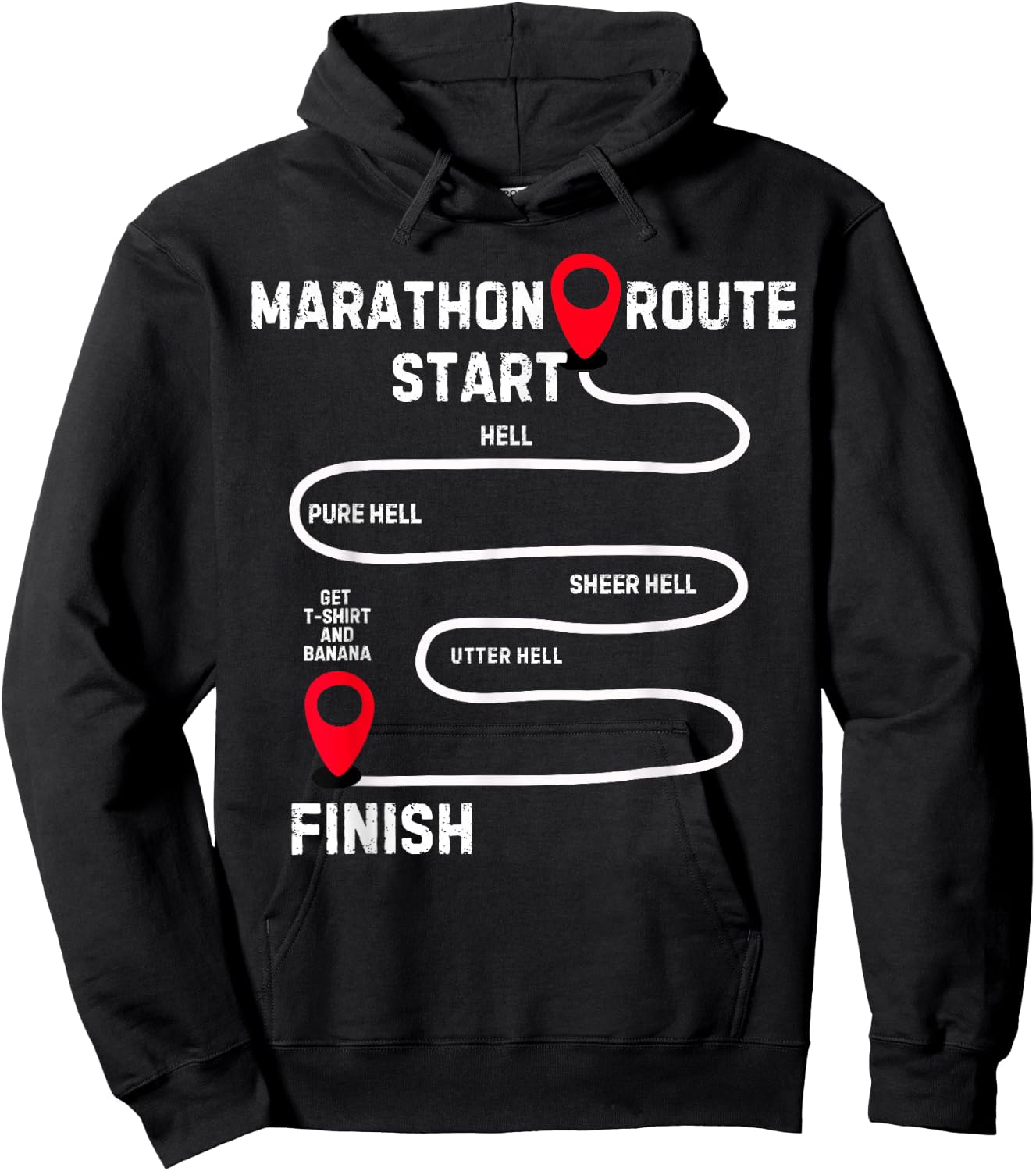 Marathoner Finisher Marathon Running Route Funny Runner Hoodie - Hoodie | Black