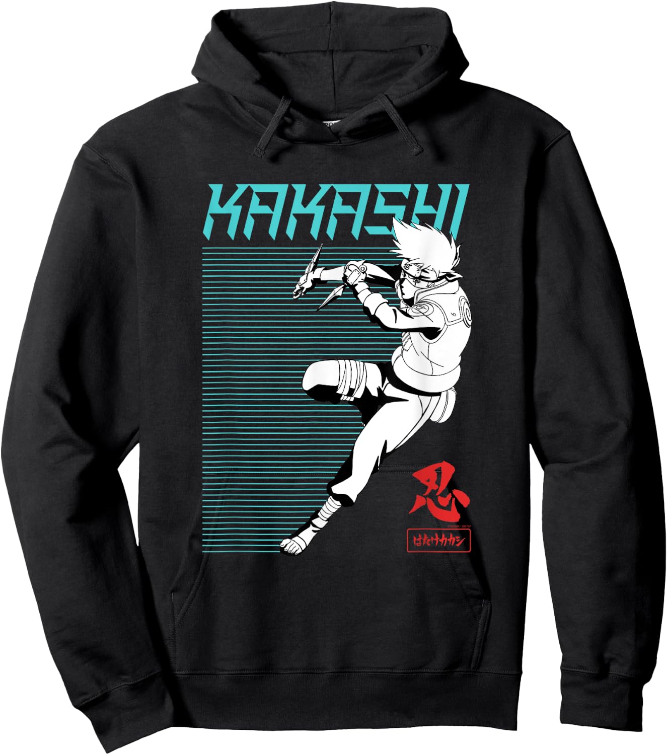 Naruto Shippuden Kakashi Outline Action Lines Anime Hoodie - Hoodie | Black