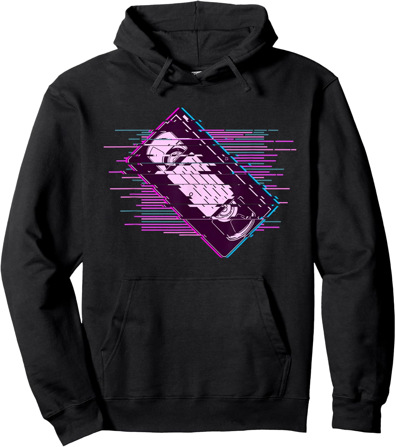 Pixelated Retro Video Cassette Vaporwave Hoodie - Hoodie | Black