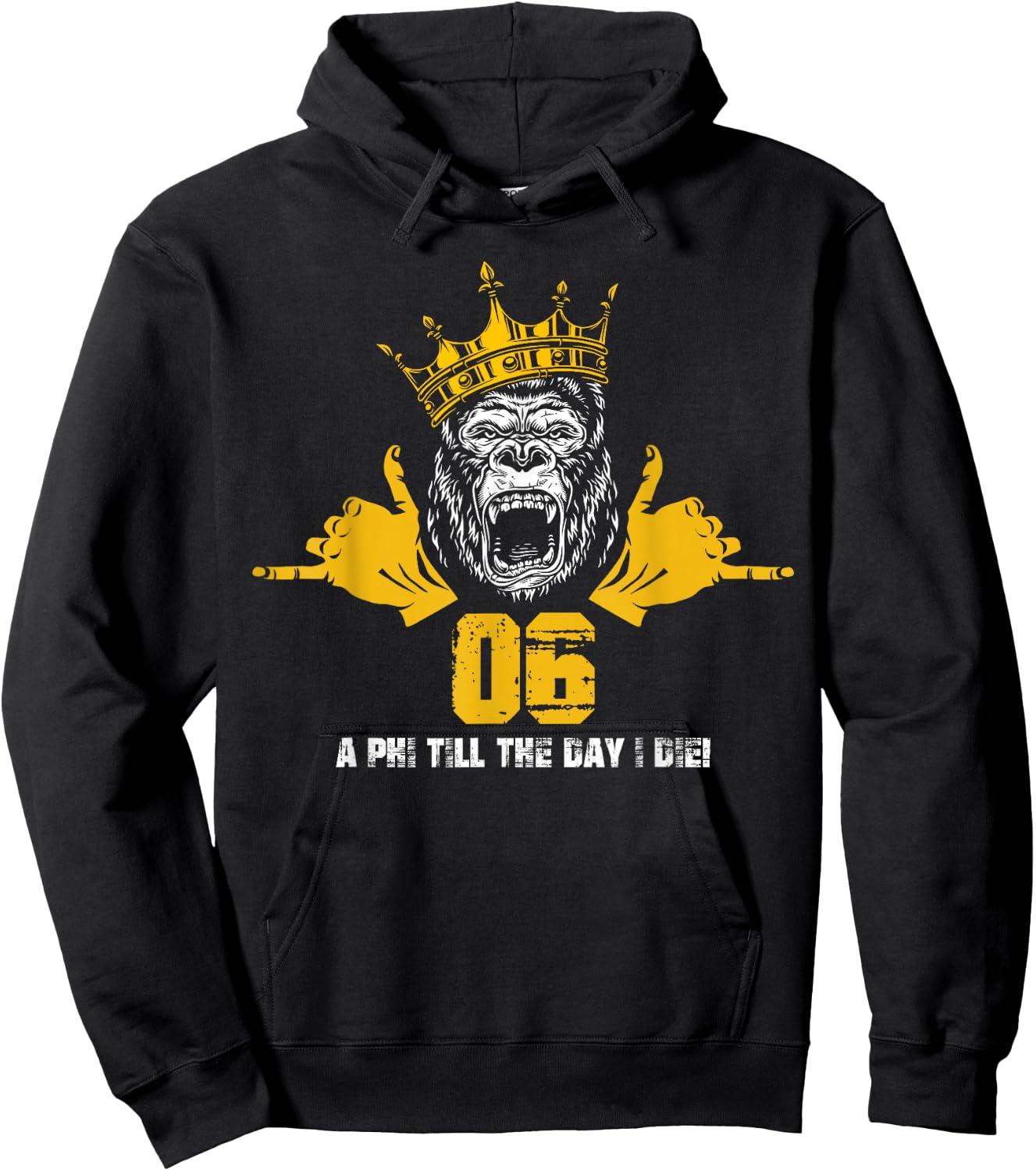Alpha African 1906 Fraternity Hand Sign Ape Crown Hoodie - Hoodie | Black