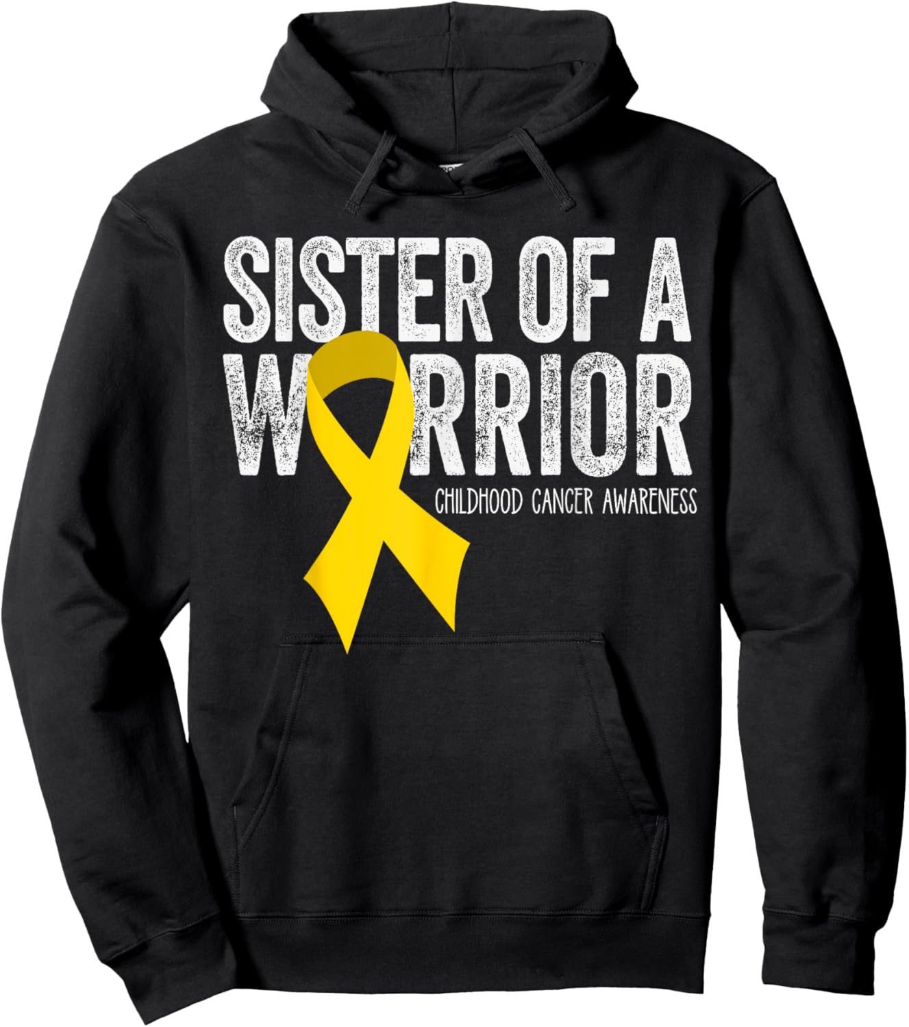Sister of a Warrior Childhood Cancer Awareness Shirt Ribbon Hoodie - Hoodie | Black