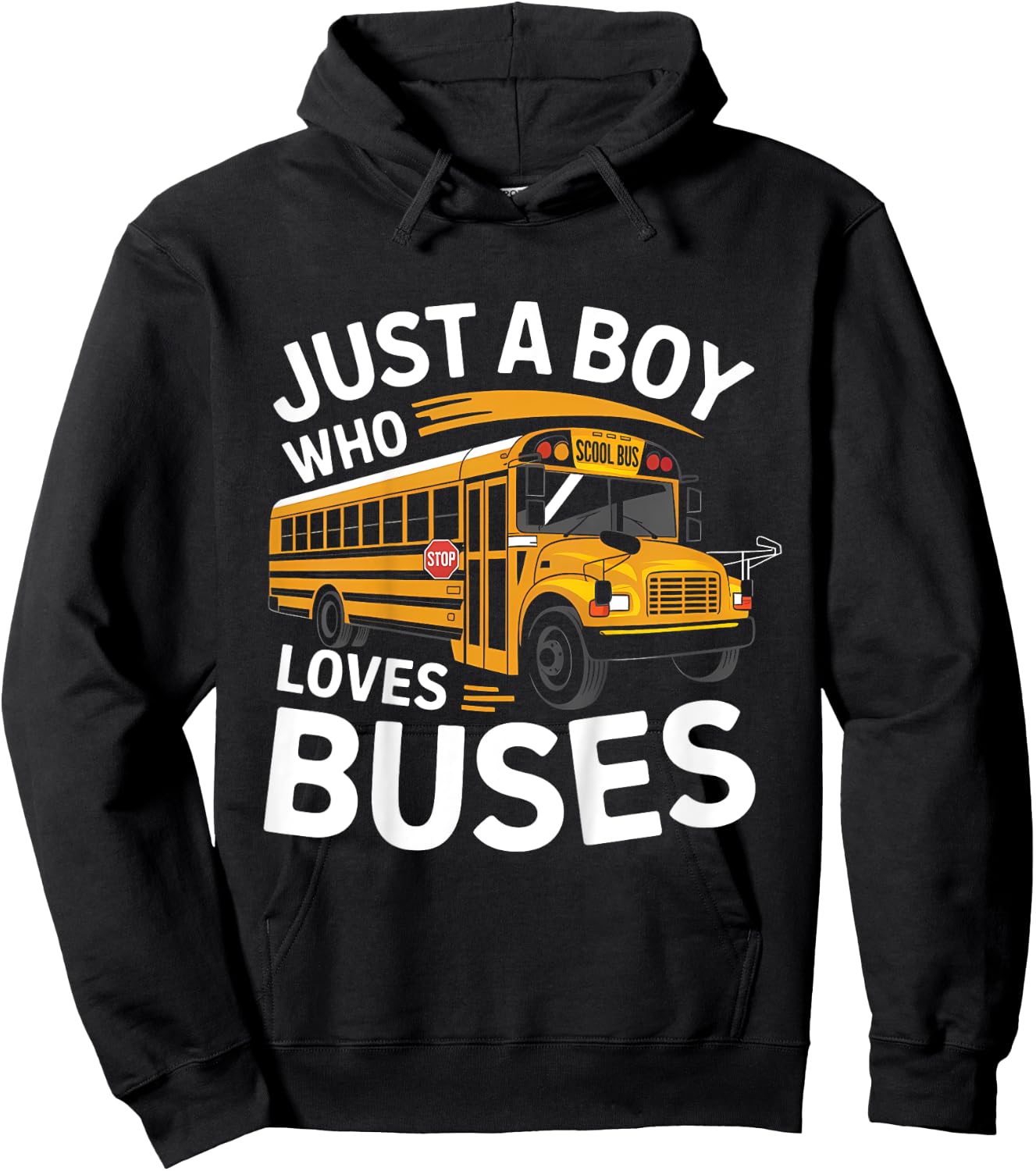 Kids School Bus Costume Just a Boy who loves Buses Hoodie - Hoodie | Black