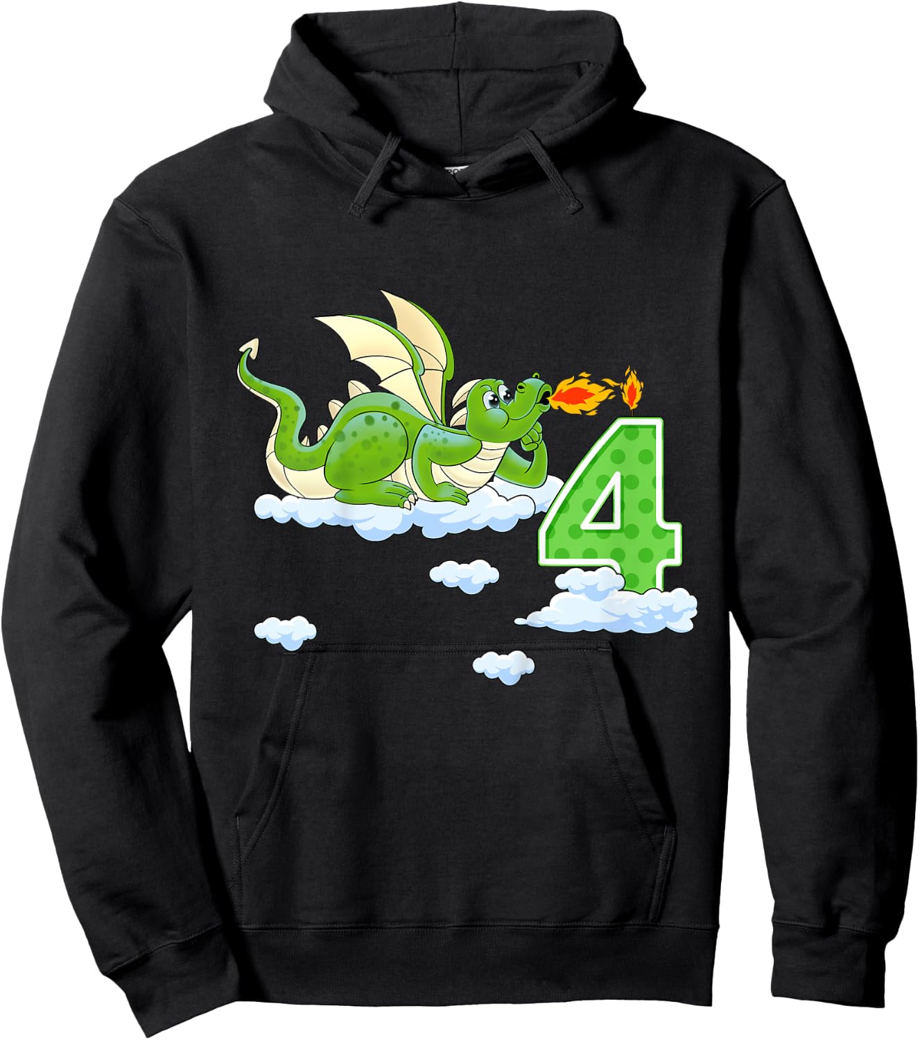 Kids 4th Birthday Knight Dragon Boy Birthday 4 Years Hoodie - Hoodie | Black
