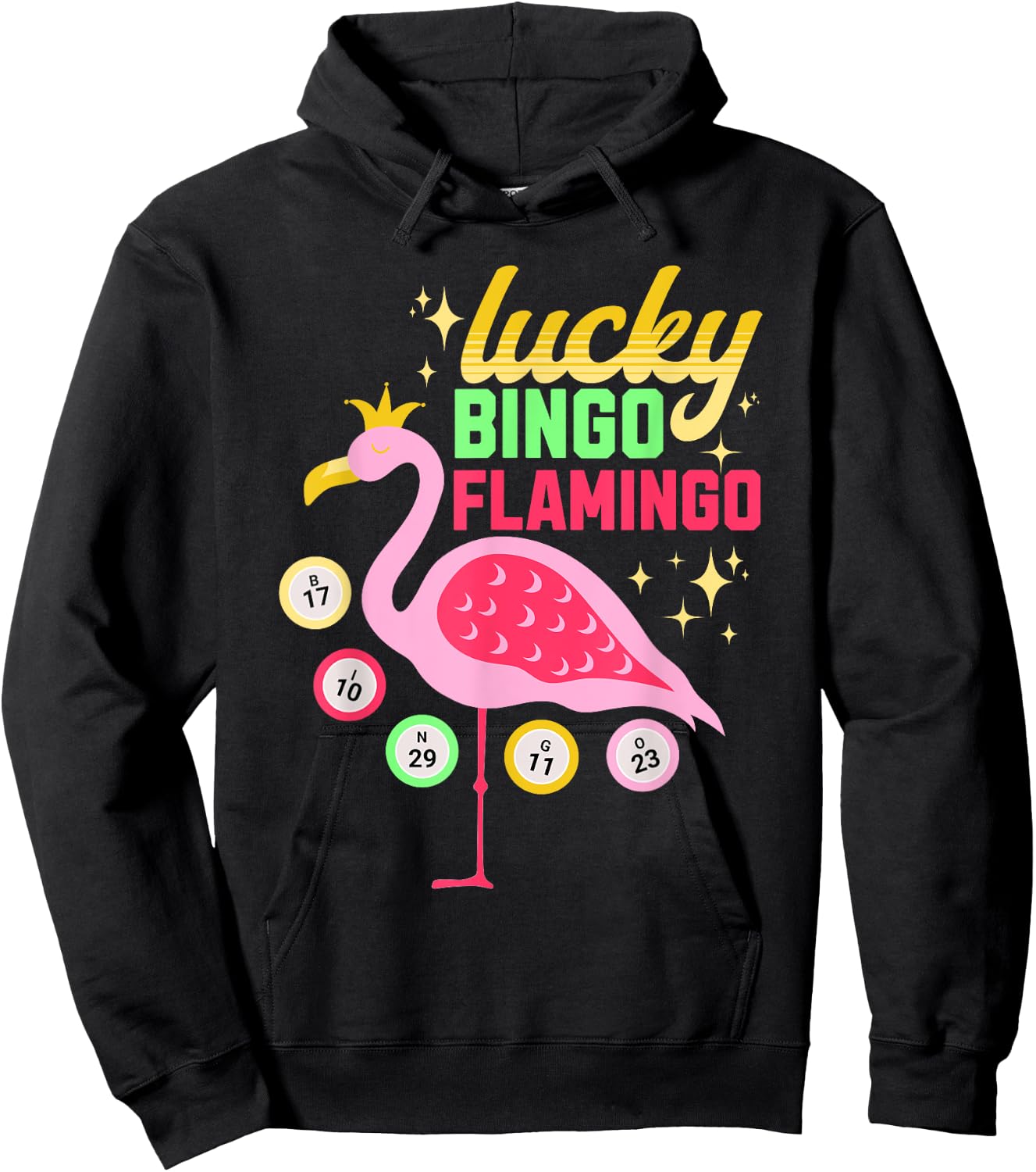 Bingo Lucky Flamingo Funny Bingo Player Lover Grandma Women Hoodie - Hoodie | Black