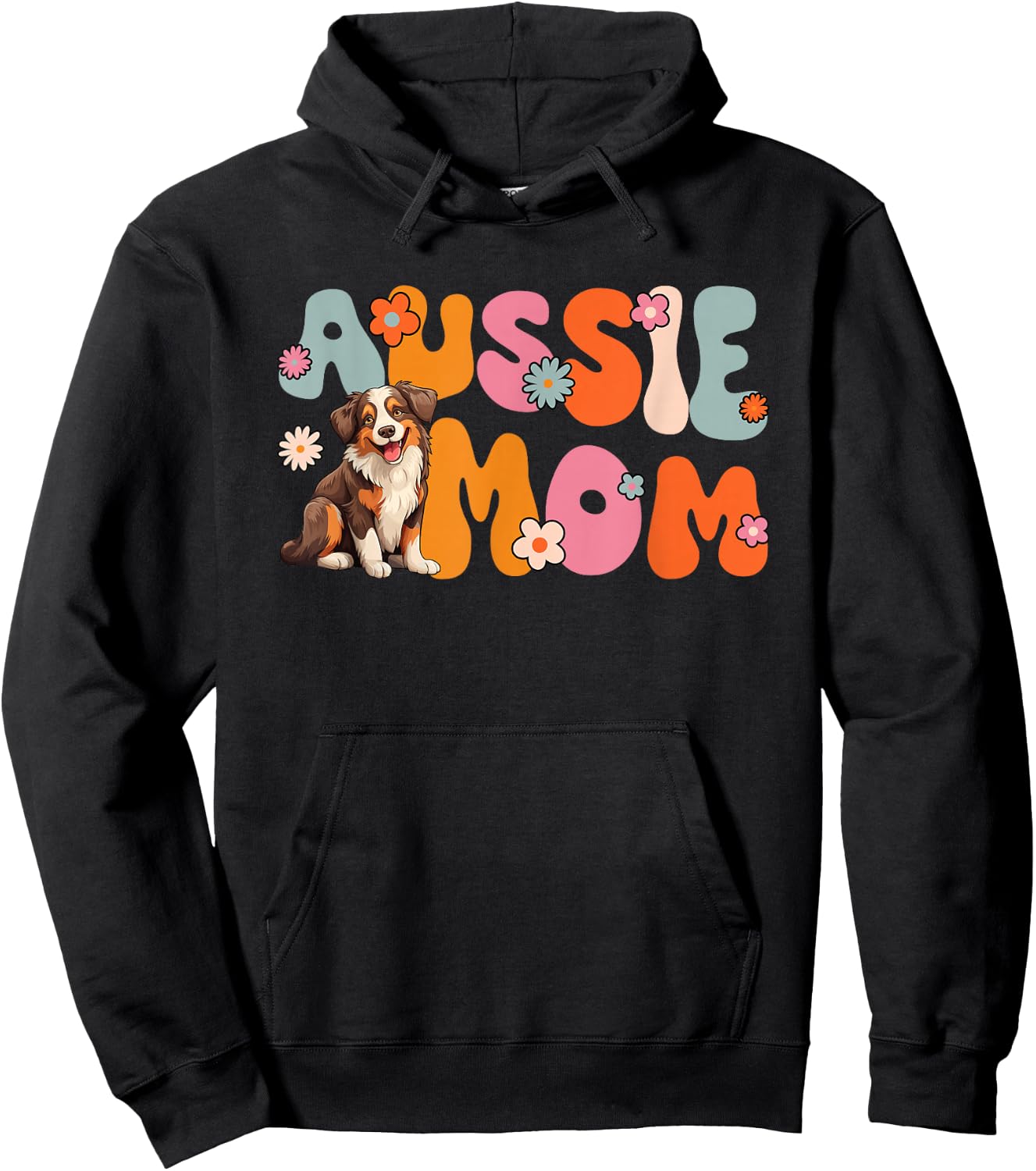 Australian Shepherd Red Tri Groovy Aussie mom Hoodie - Hoodie | Black
