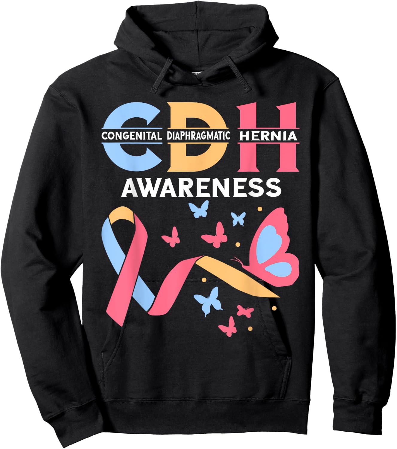 Congenital Diaphragmatic Hernia Awareness CDH Supporter Hoodie - Hoodie | Black