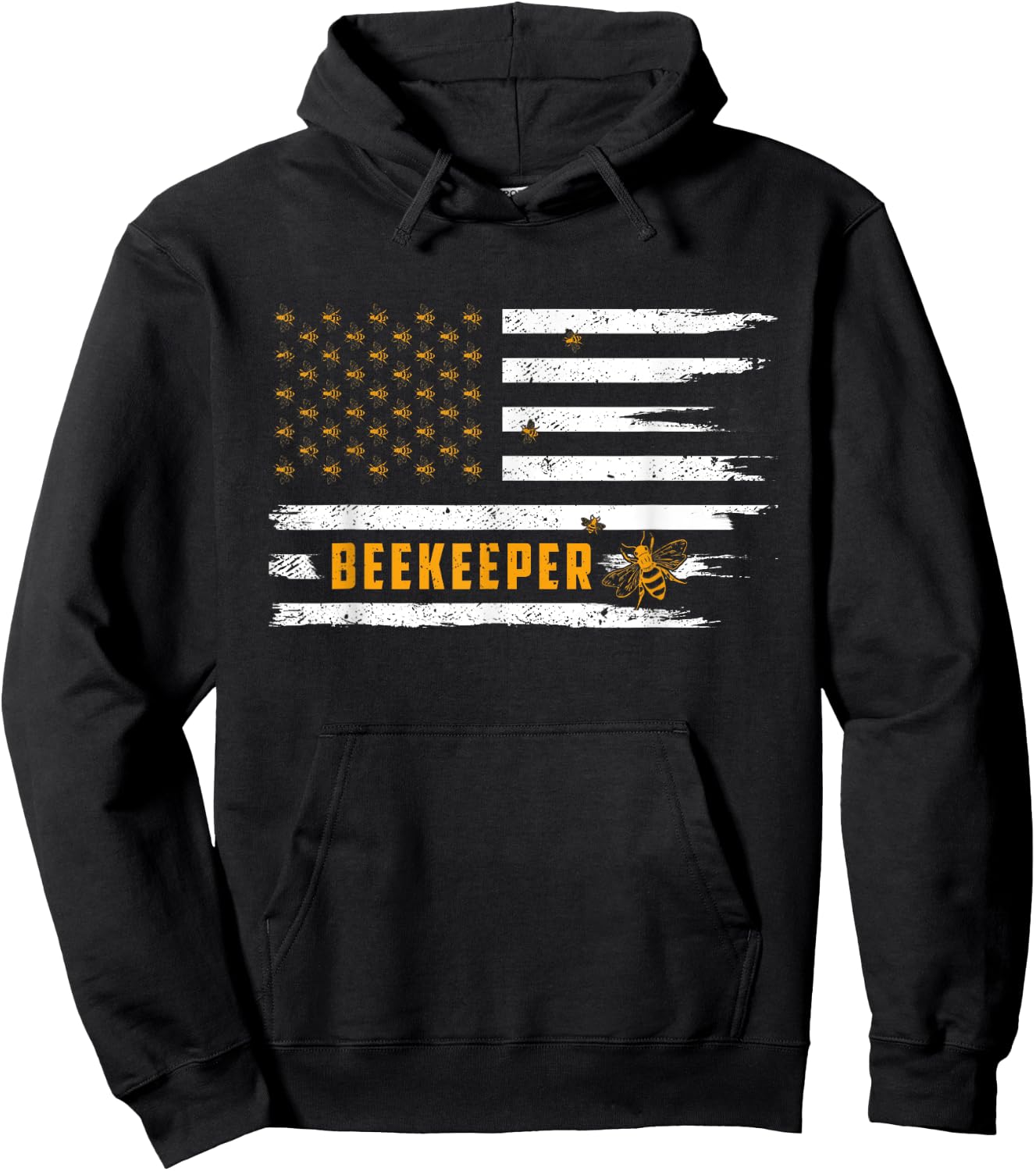 Beekeeping American Flag Honeycomb Honey Bees Beekeeper Hoodie - Hoodie | Black