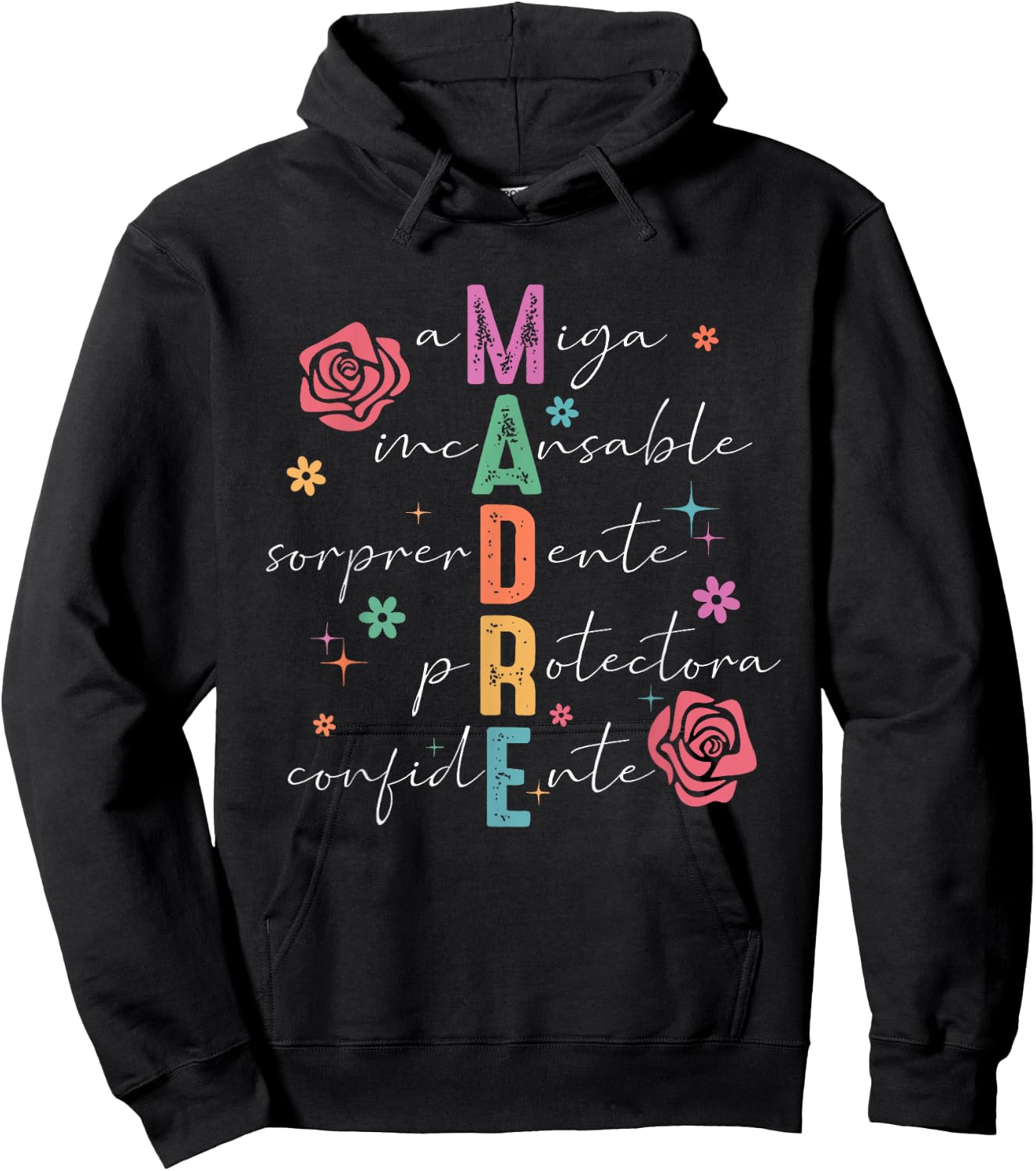Spanish Mothers Day Retro Madre Amiga Incansable Mothers Day Hoodie - Hoodie | Black