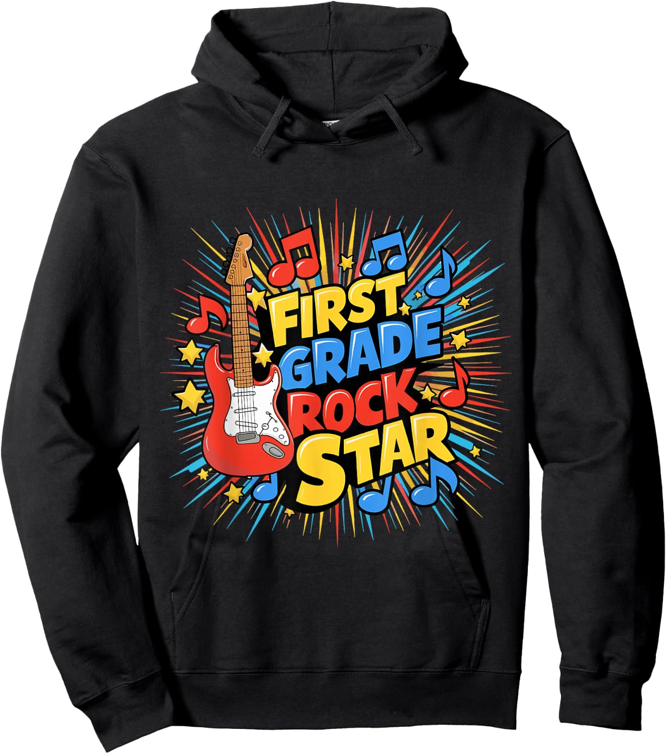 First Grade Rockstar Teacher Student Men Women Boys Girls Hoodie - Hoodie | Black