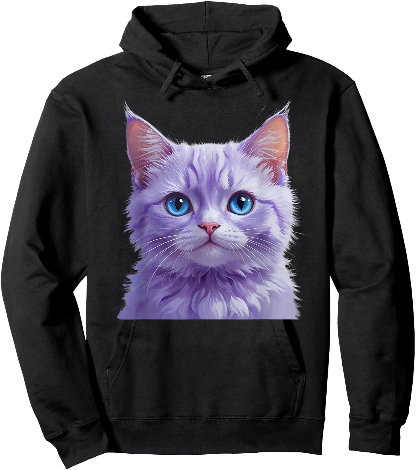Purple Kitten Cat Face Cats Hoodie - Hoodie | Black