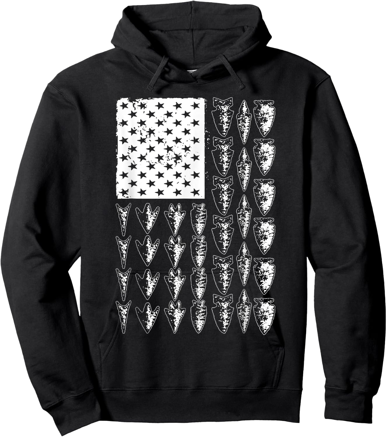 Cool Arrowhead Women Bowhunt Arrow Hunting USA Flag Hoodie - Hoodie | Black
