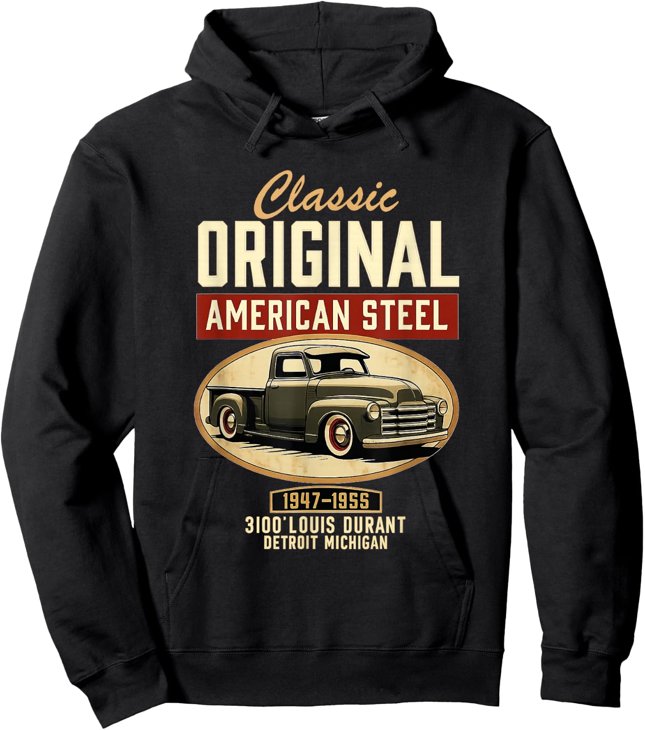 Vintage Classic Original American Old Pickup Truck 1940s Car Hoodie - Hoodie | Black