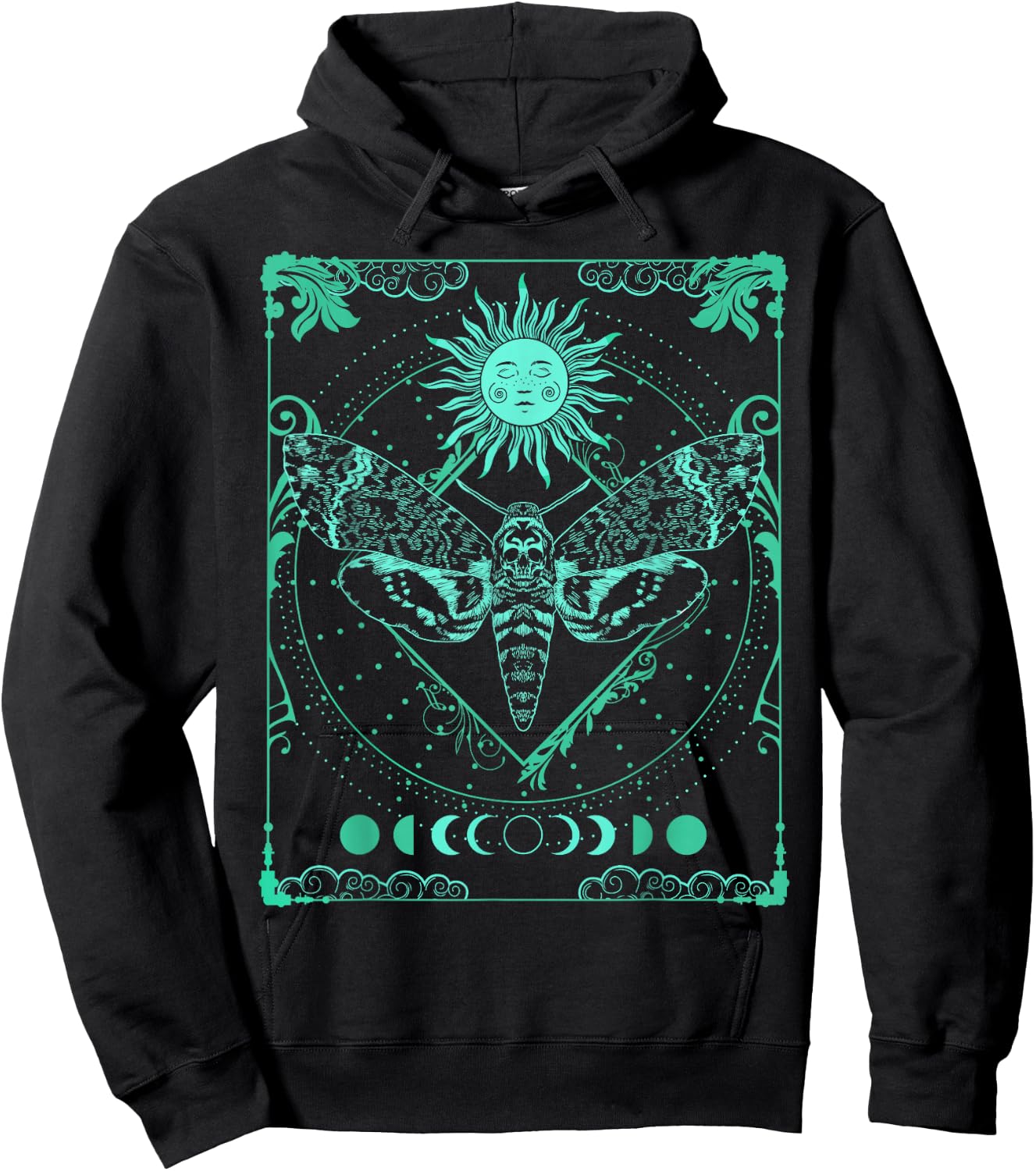 Tarot Card Death Moth Moon and Sun Gothic for Tarot Lover Hoodie - Hoodie | Black