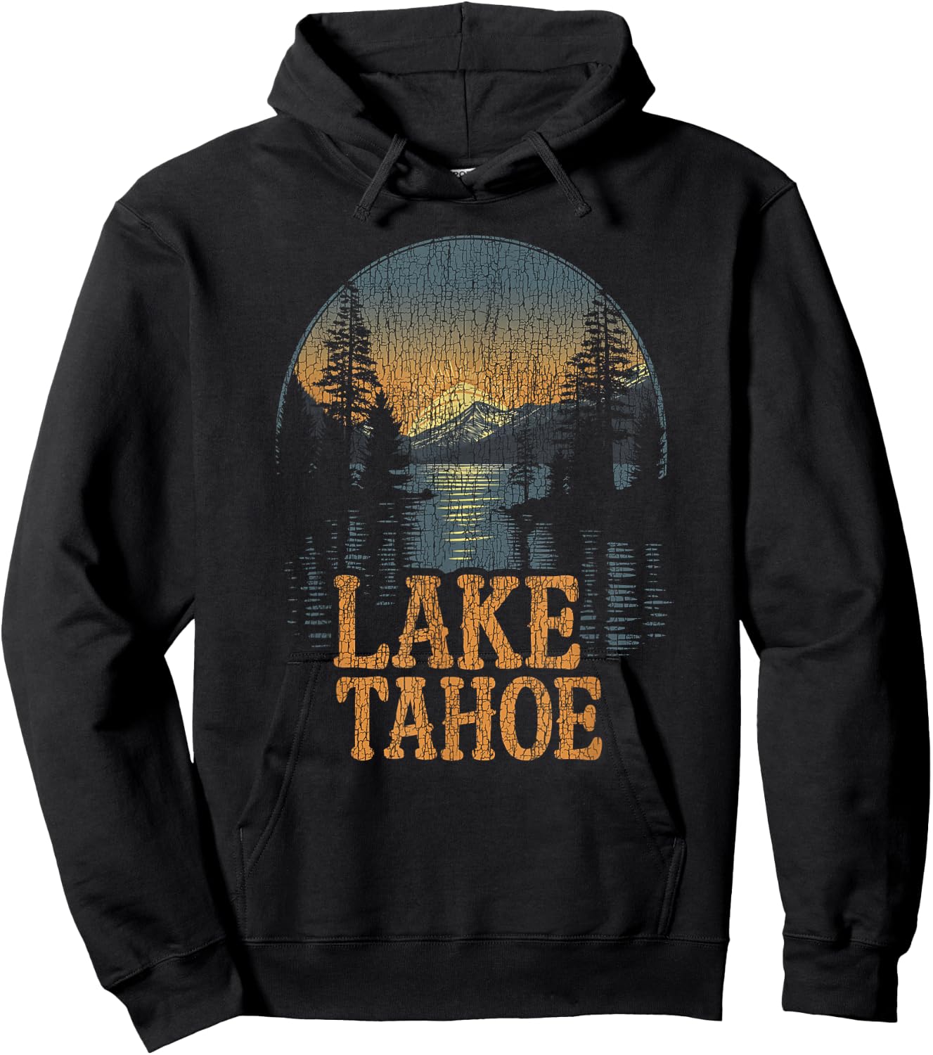 Lake Tahoe -California Mountain Vintage Men Women Kids Retro Hoodie - Hoodie | Black
