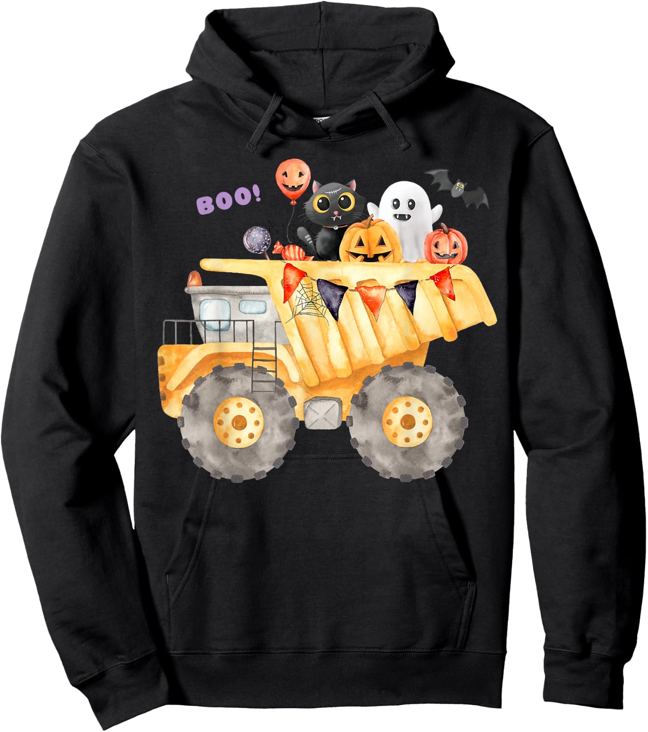 Dump Truck or Treat Halloween Candy Construction Boys Kids Hoodie - Hoodie | Black