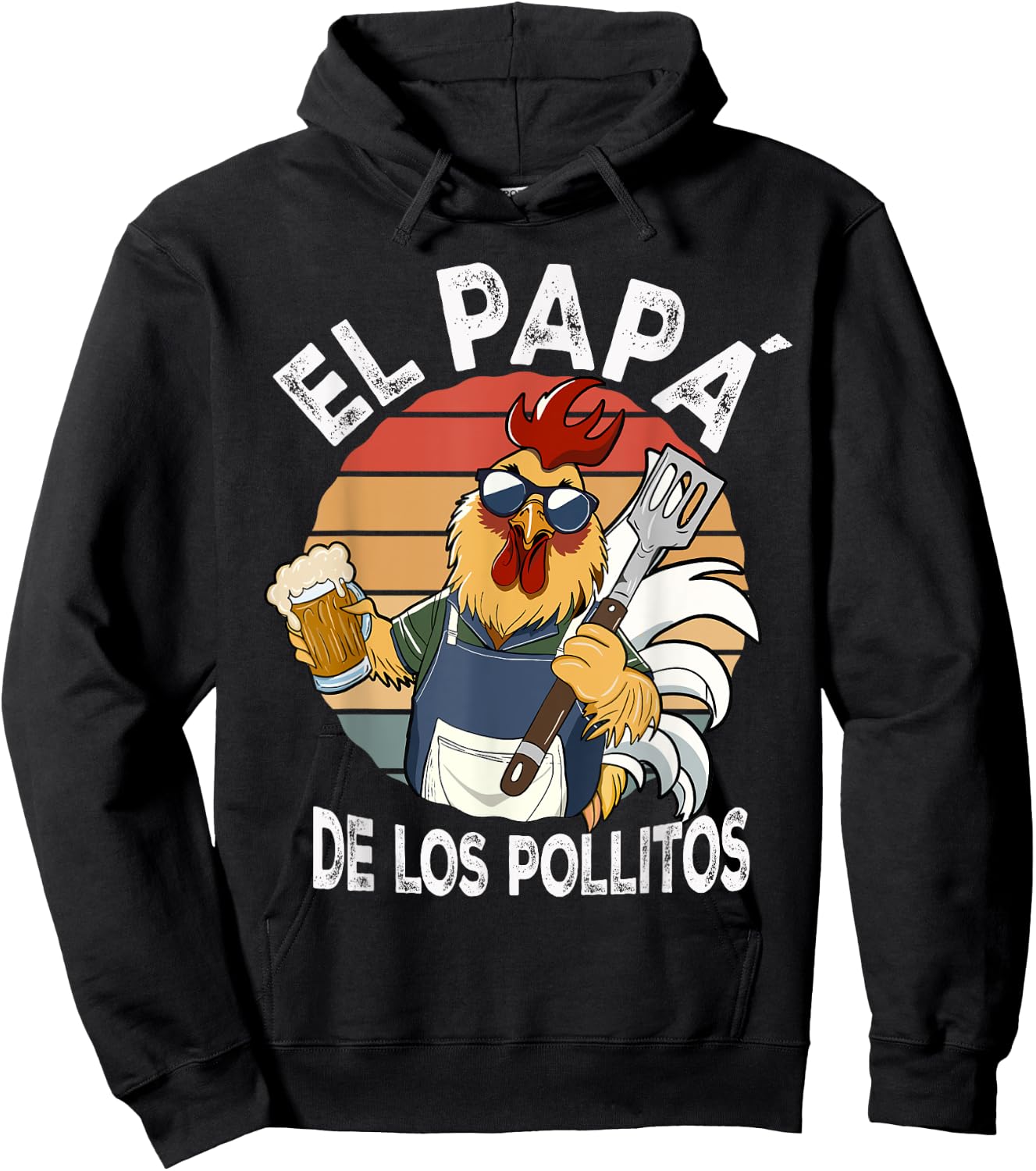 El Papa de lo pollitos funny Spanish Dia del Padre Hoodie - Hoodie | Black