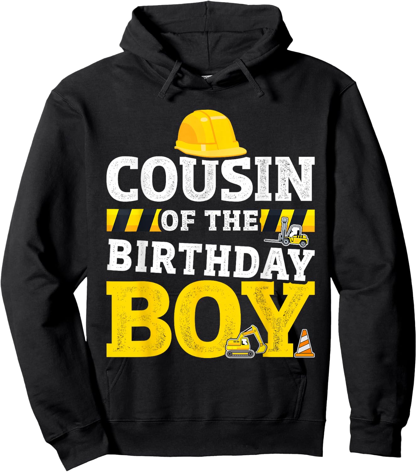 Cousin of birthday boy matching family construction party Hoodie - Hoodie | Black