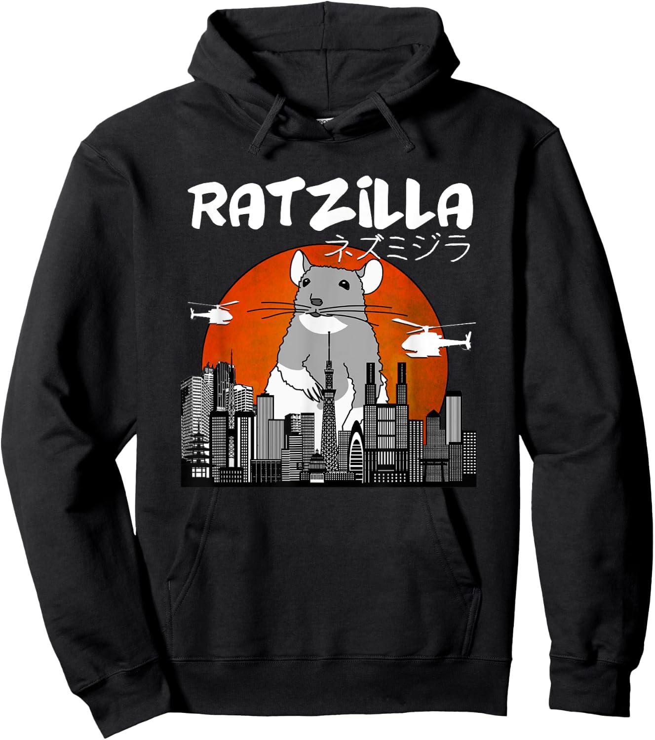 Funny Ratzilla, Japan Mouse Hoodie - Hoodie | Black