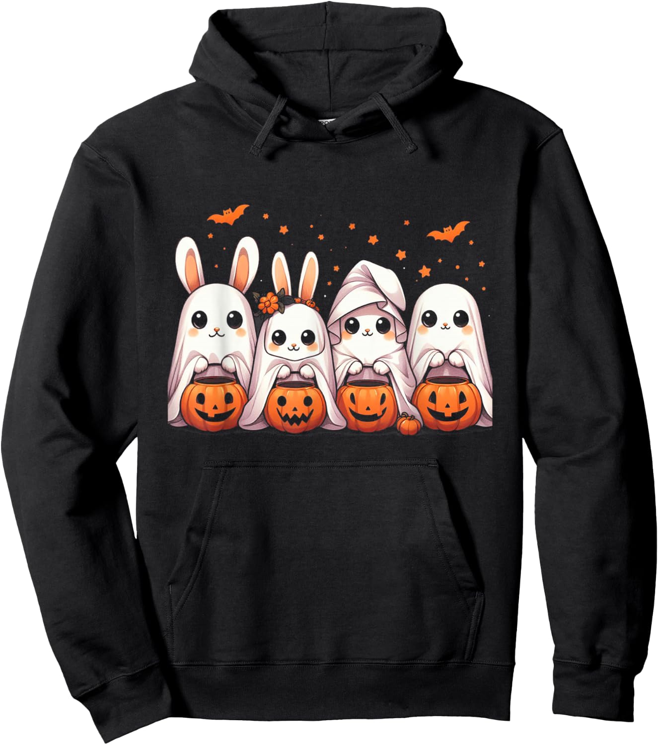 Cute Fall Ghost Bunny Rabbit Halloween Costume Hoodie - Hoodie | Black