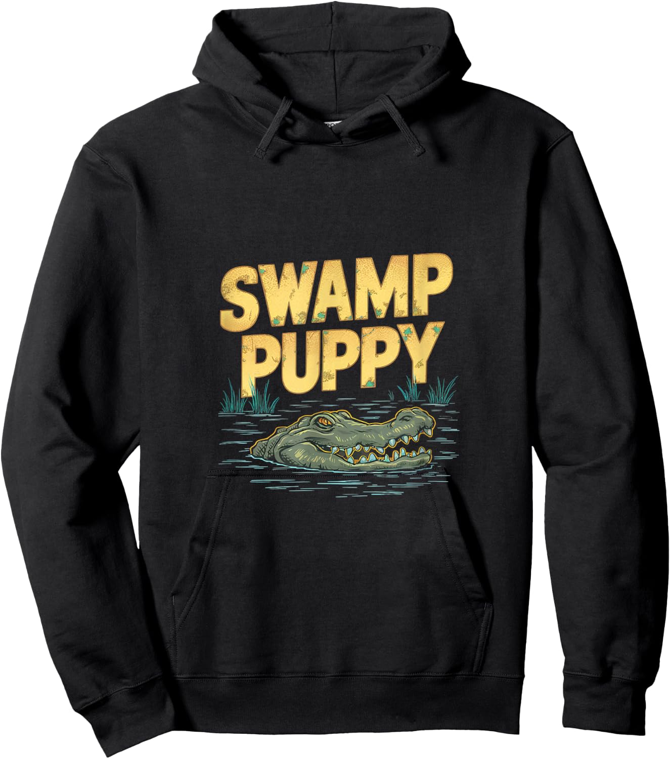 Quirky Swamp-Themed Alligator Everglades Swamp Puppies Hoodie - Hoodie | Black