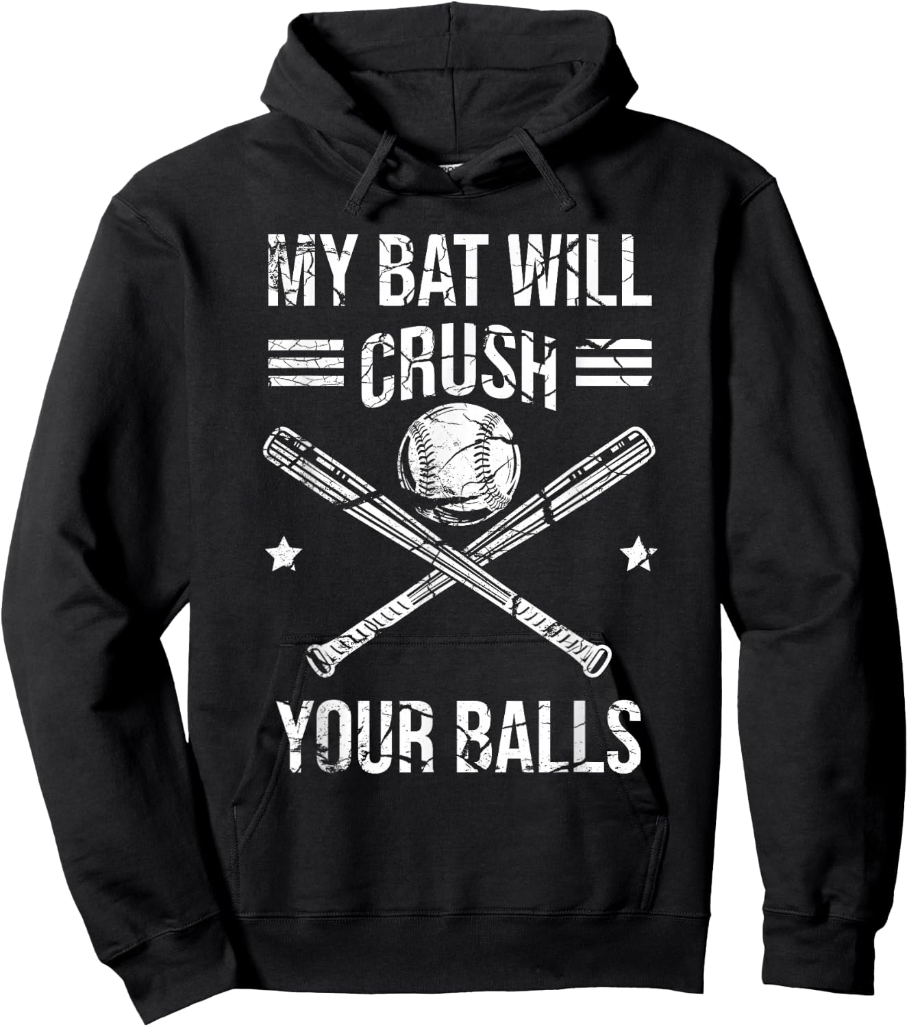 My Bat Will Crush Your Balls Baseball Bat Kids Women Hoodie - Hoodie | Black