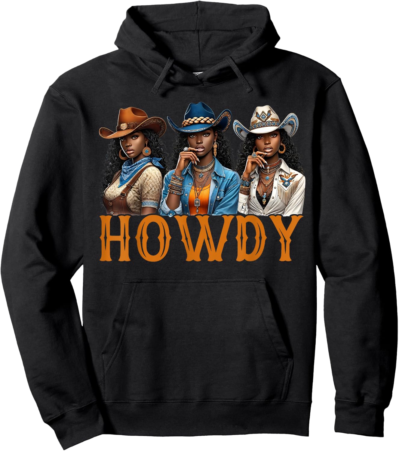 Howdy Western Rodeo Melanin Black Cowgirl African American Hoodie - Hoodie | Black
