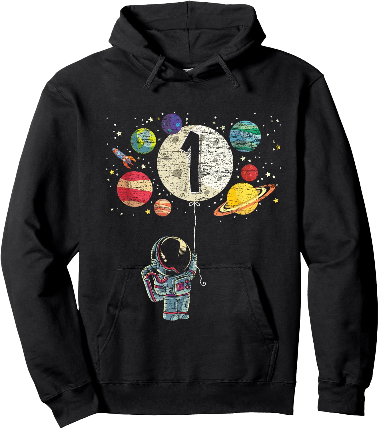 1 Years Old Birthday Boy Gifts Astronaut 1st Birthday Hoodie - Hoodie | Black
