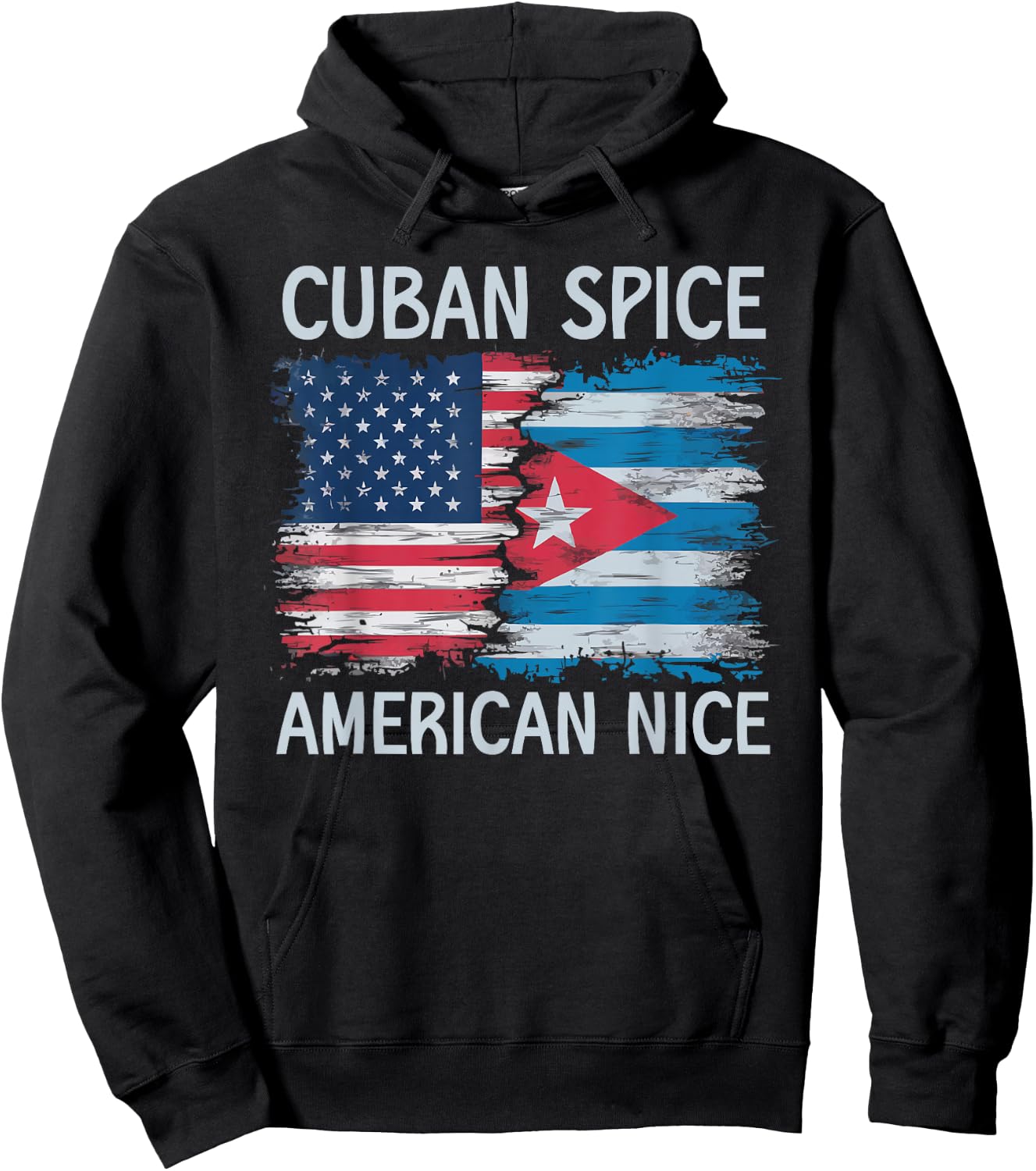 Half Cuban Half American USA Flag Cuba America Hoodie - Hoodie | Black