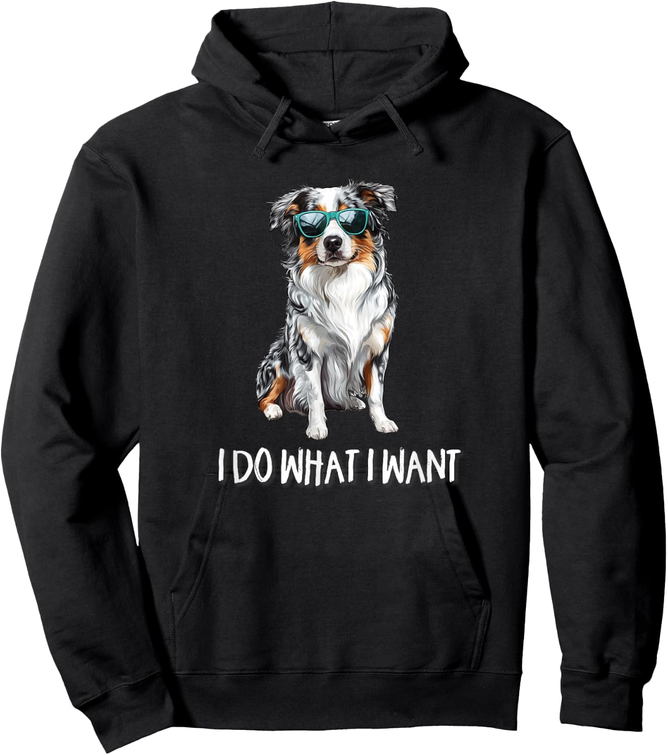 Funny Do What I Want Blue Merle Australian Shepherd Lover Hoodie - Hoodie | Black