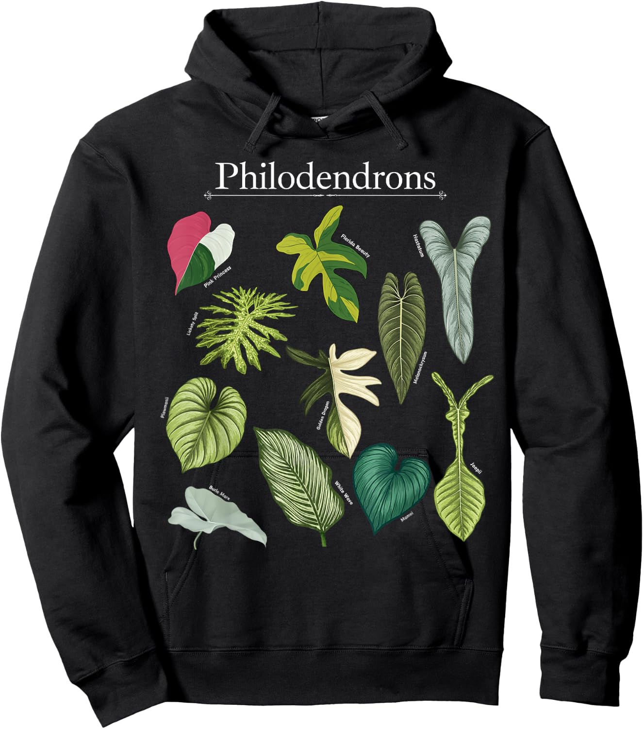 Philodendron Varieties Florida Beauty Joepii House Plants Hoodie - Hoodie | Black