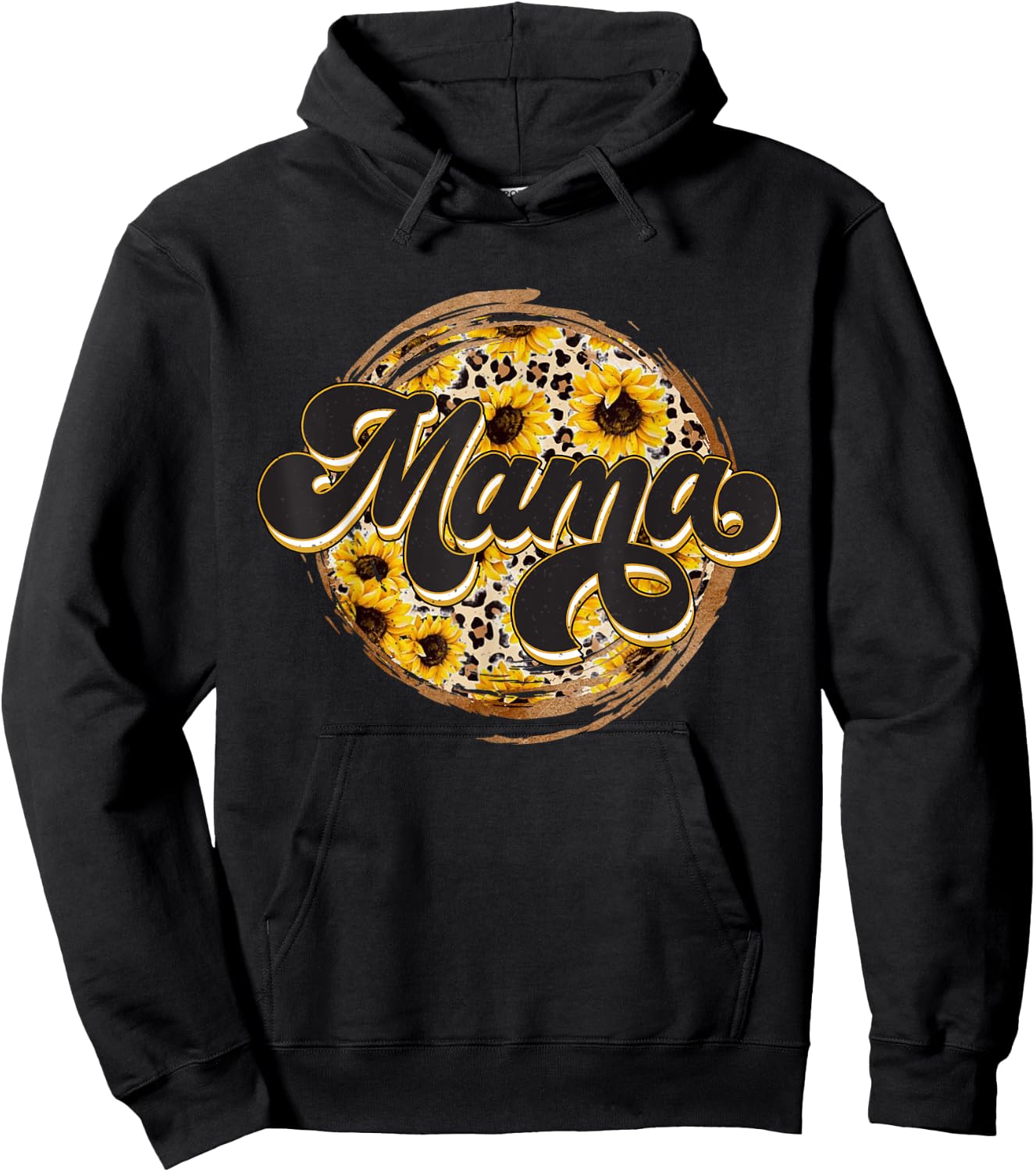 Cute Mama Cow Print Sunflower Leapard Mother's day Hoodie - Hoodie | Black