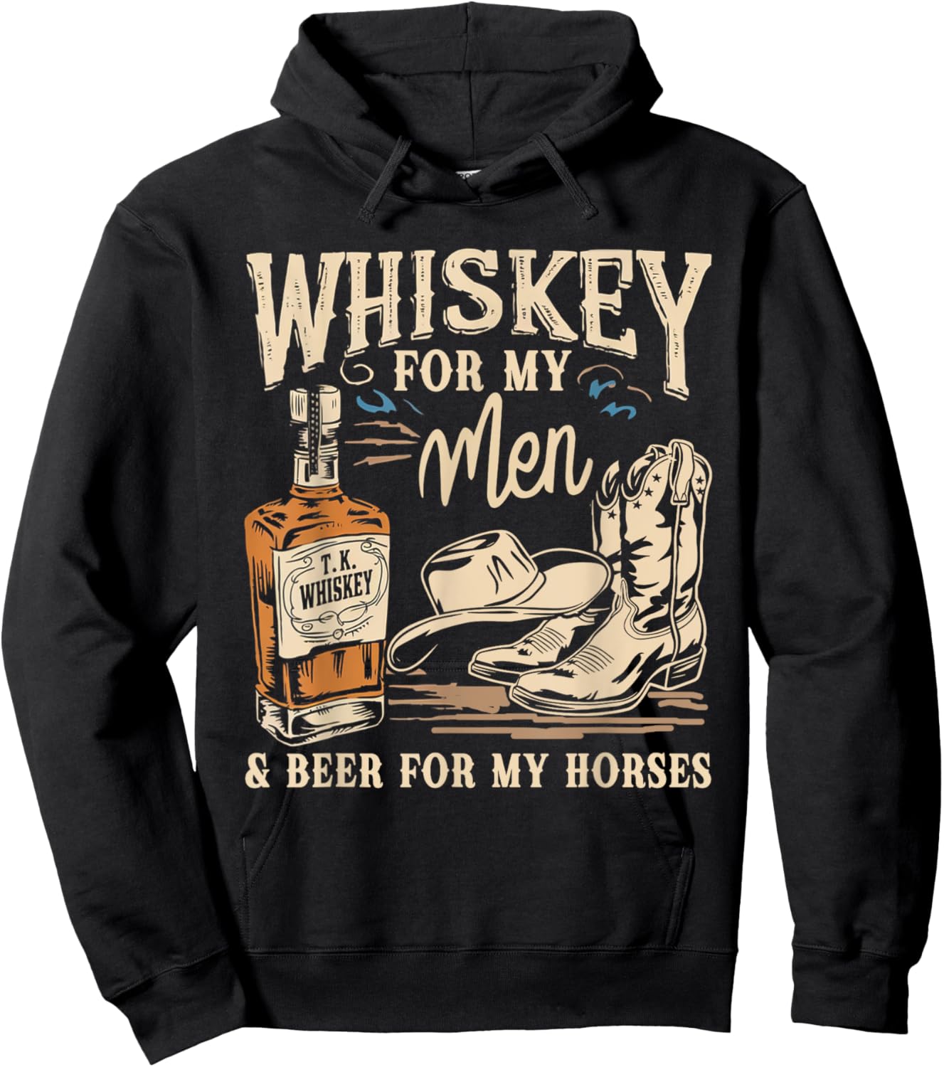 For My Men Beers Funny Western Boots Hat For My Horses Hoodie - Hoodie | Black