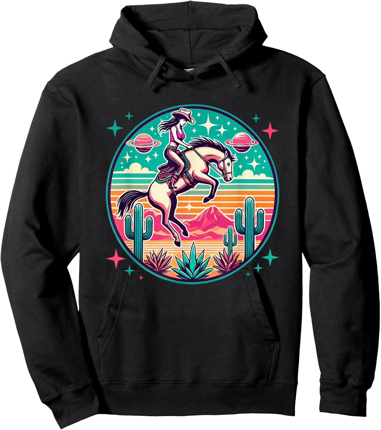 Space Cowgirl Outfit Cosmic Costume Galactic Western Riding Hoodie - Hoodie | Black