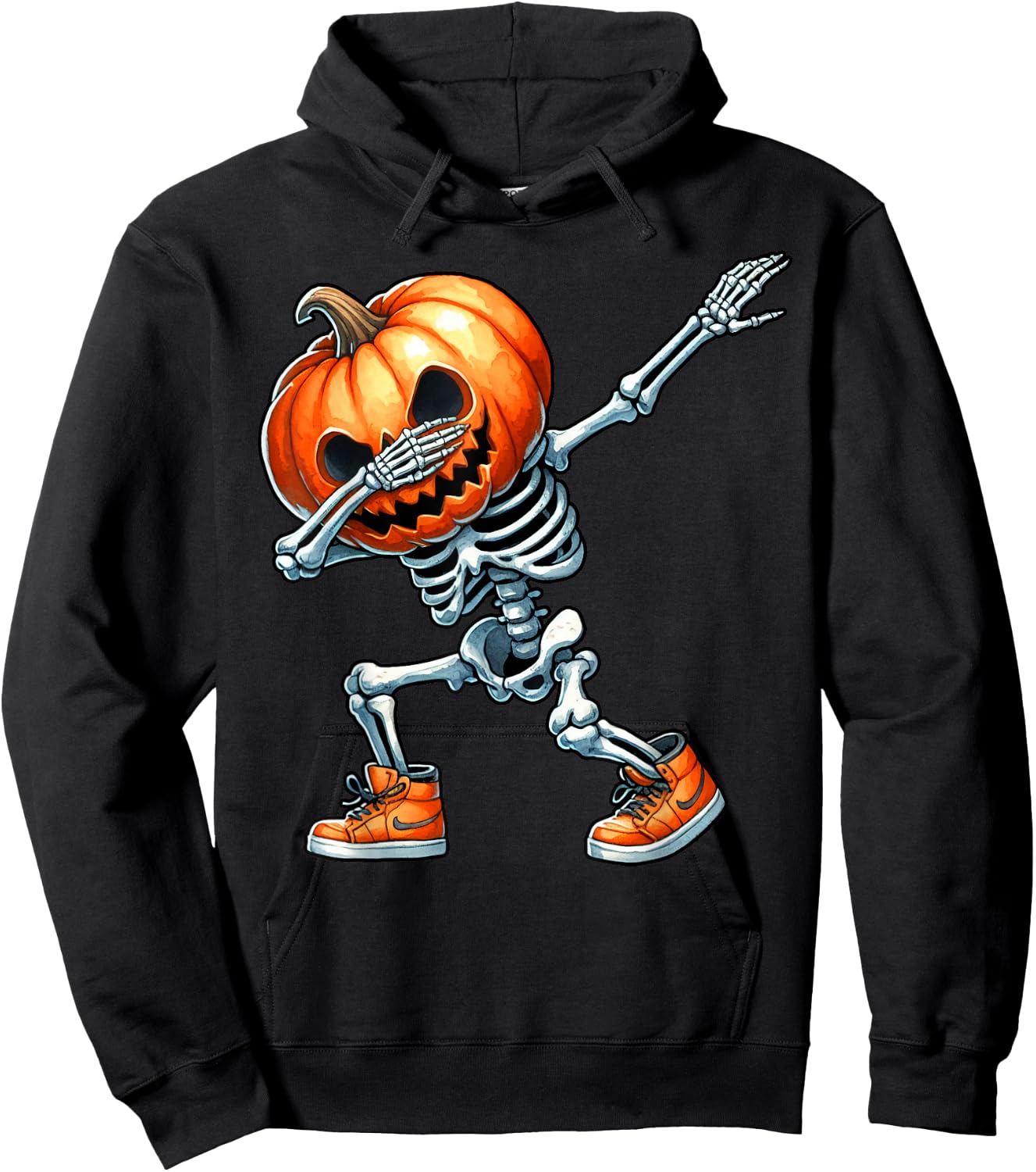 Halloween Boys Dabbing Skeleton Scary Pumpkin Jack O Lantern Hoodie - Hoodie | Black