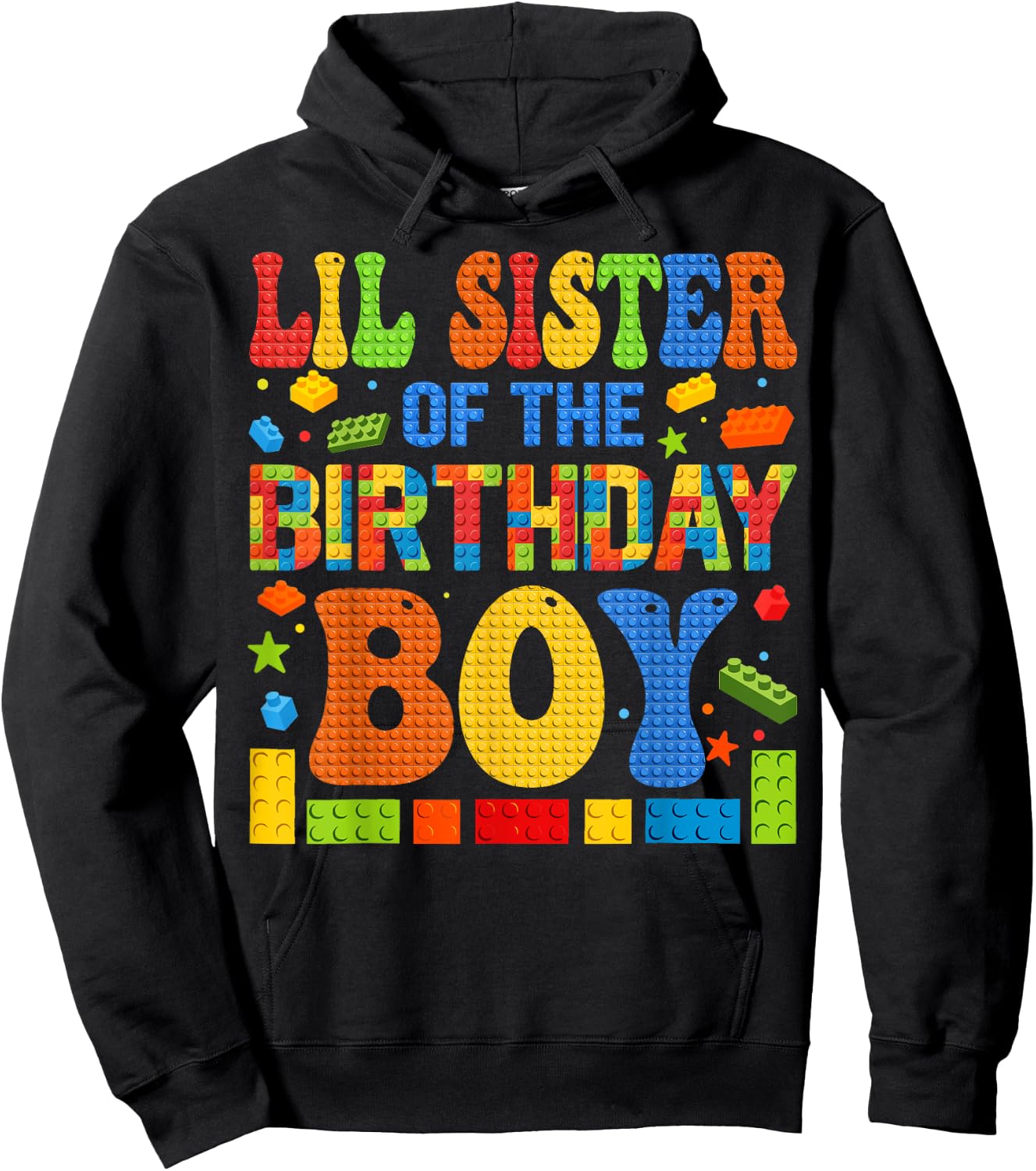 Lil Sister Of The Birthday Boy Building Block Birthday Party Hoodie - Hoodie | Black