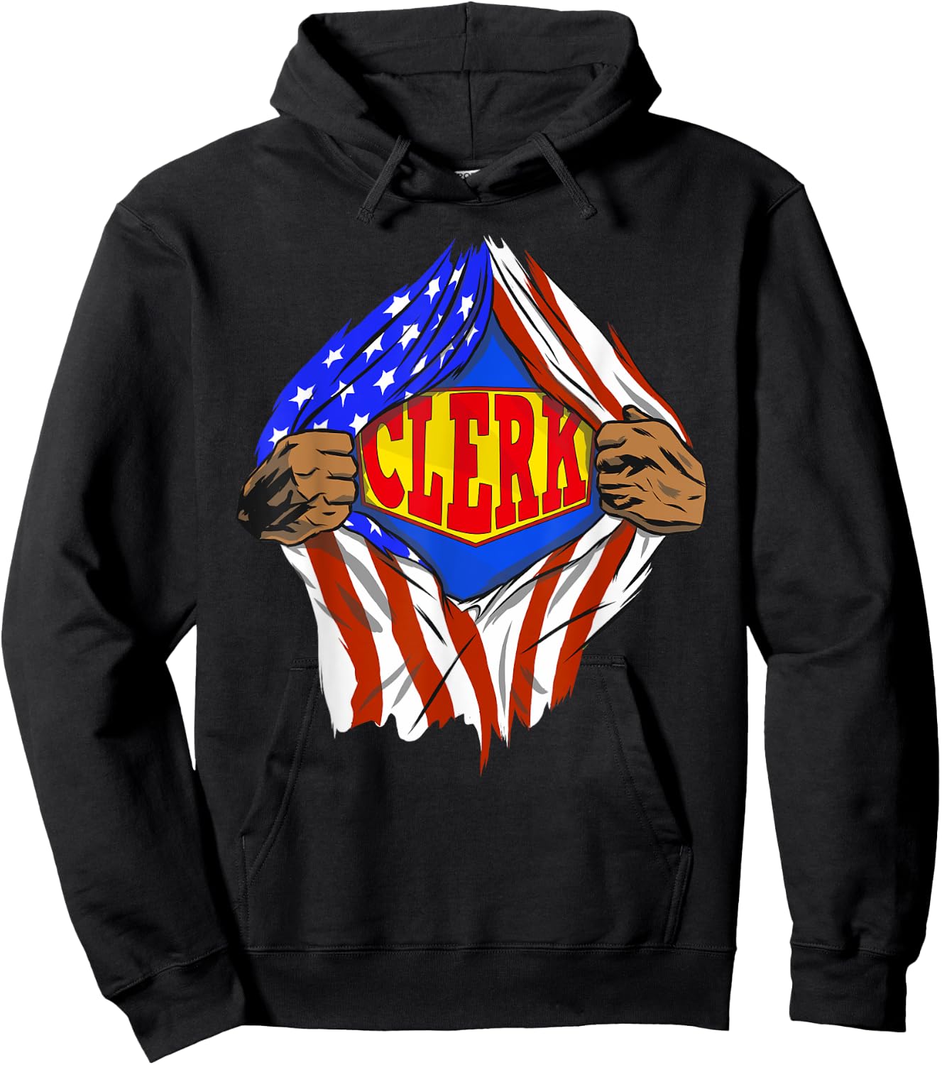 Funny Super Clerk Hero Job Hoodie - Hoodie | Black