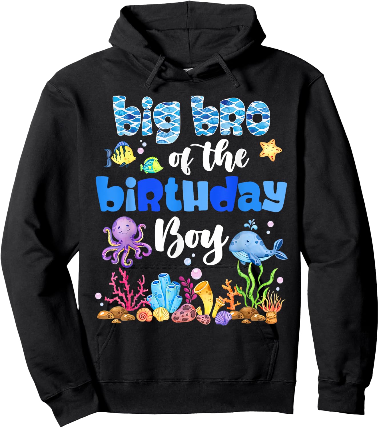 Big Brother Of The Birthday Boy Sea Fish Ocean Animals Hoodie - Hoodie | Black
