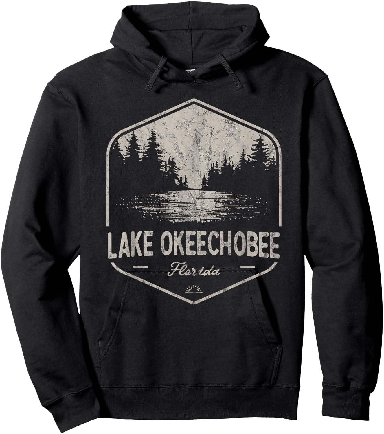 Lake Okeechobee Florida Outdoors Vintage Hoodie - Hoodie | Black