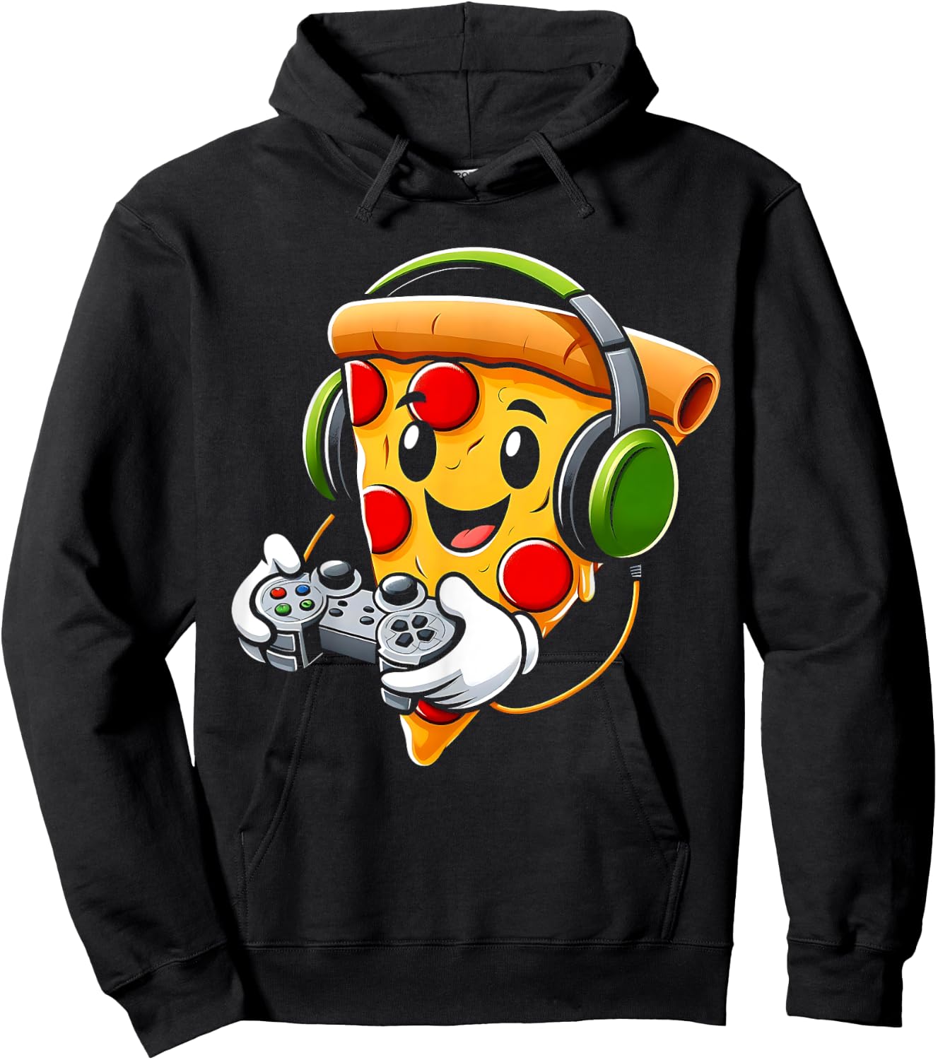 Funny Gamer Pizza Gaming Food Lovers Play Video Games Hoodie - Hoodie | Black