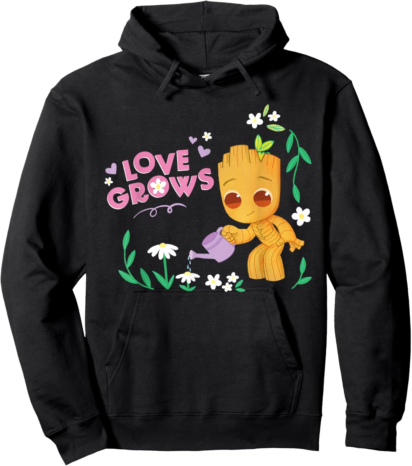 Marvel Valentine’s Day Spring Flower Garden Groot Love Grows Hoodie - Hoodie | Black