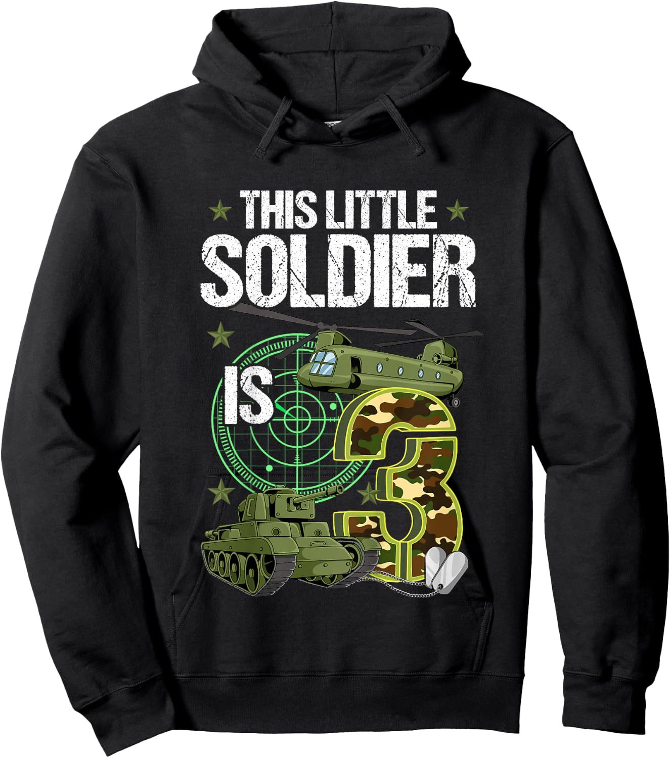 Kids 3rd Birthday Army Hoodie - Hoodie | Black
