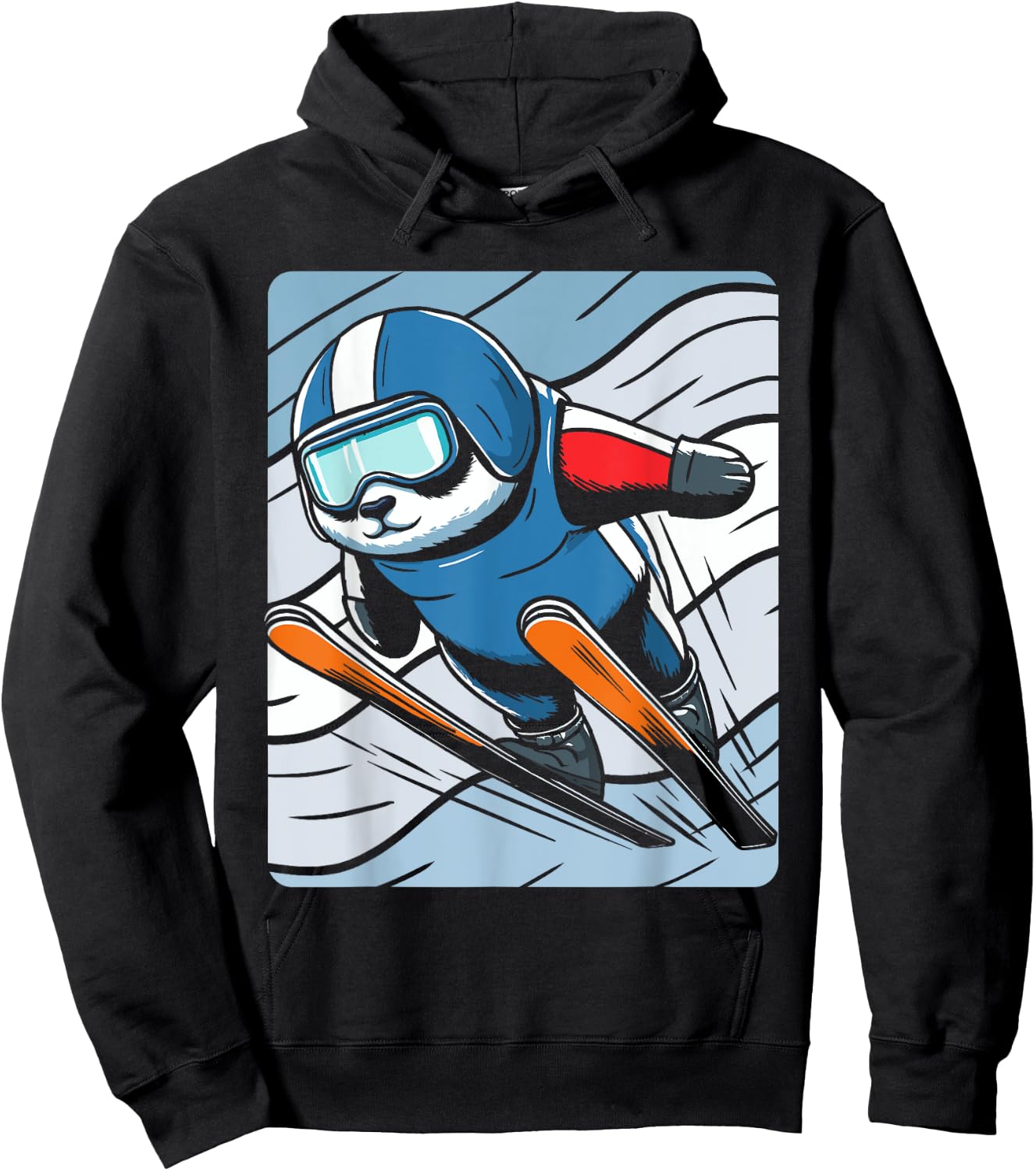 Ski Jumping Skiing Panda Nordic Jumping Hoodie - Hoodie | Black
