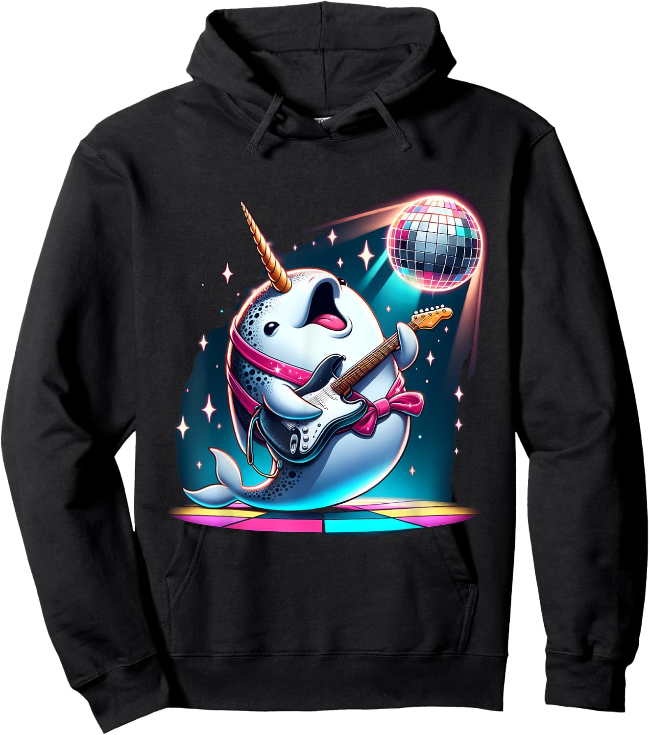 Disco Ball Guitar Narwhal Hoodie - Hoodie | Black