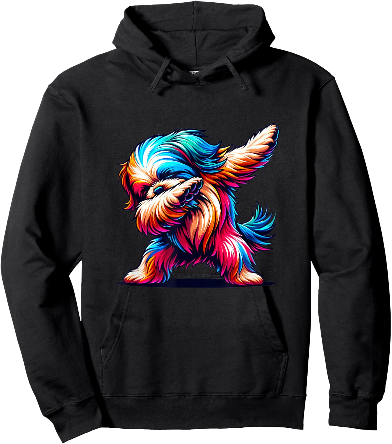 Colorful Shih Tzu Lover Funny Dog Dabbing Graphic Men Women Hoodie - Hoodie | Black