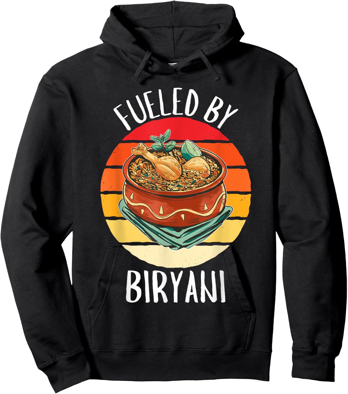 Retro Fueled By Biryani Vintage Biryani Lover Hoodie - Hoodie | Black