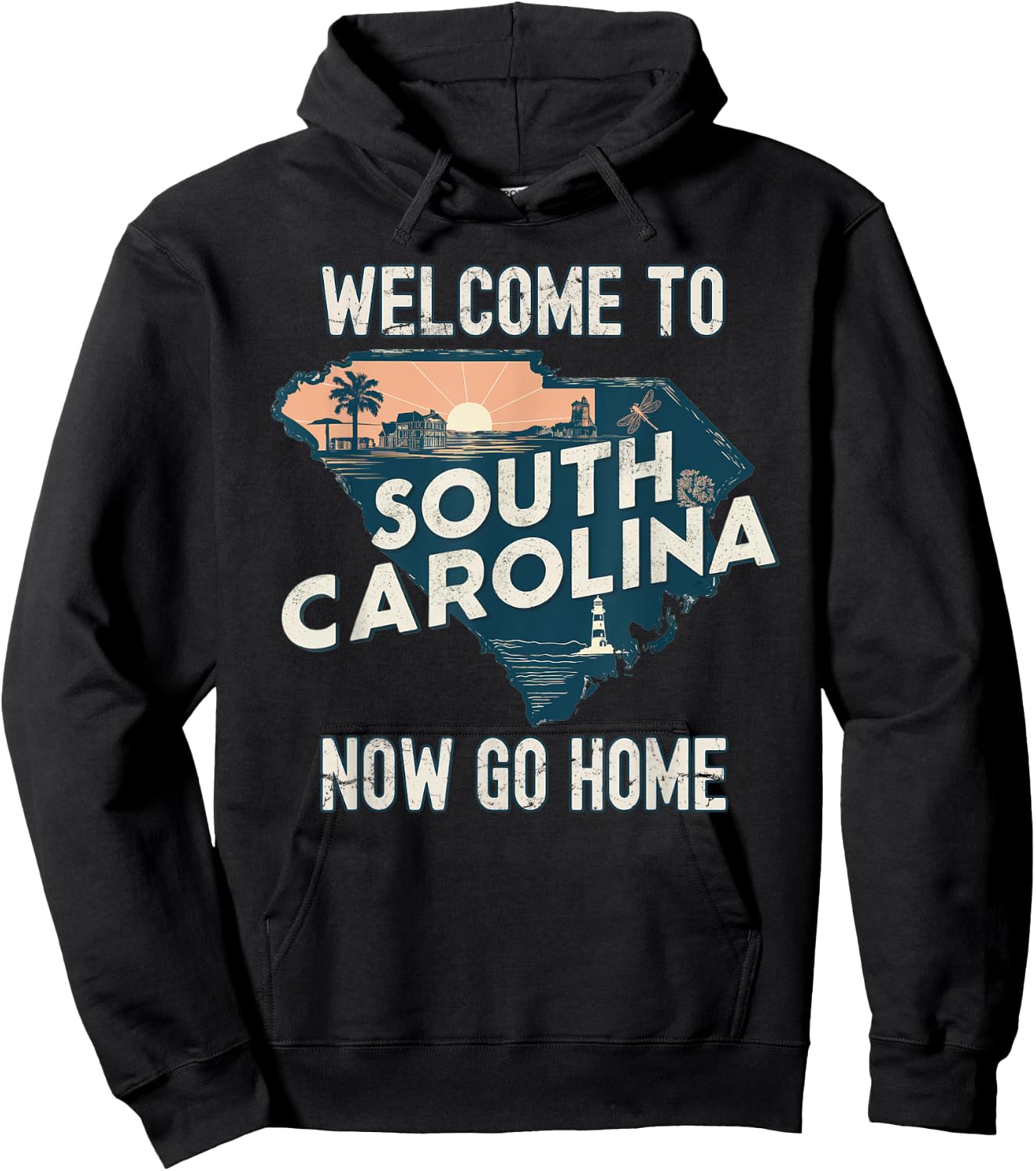Welcome To South Carolina Retro Design, Funny South Carolina Hoodie - Hoodie | Black